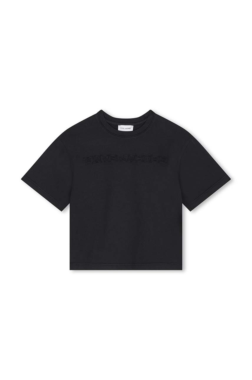 Marc Jacobs tricou de bumbac pentru copii culoarea negru, cu imprimeu, W60305 Marc Jacobs tricou de bumbac pentru copii culoarea negru, cu imprimeu, W60305