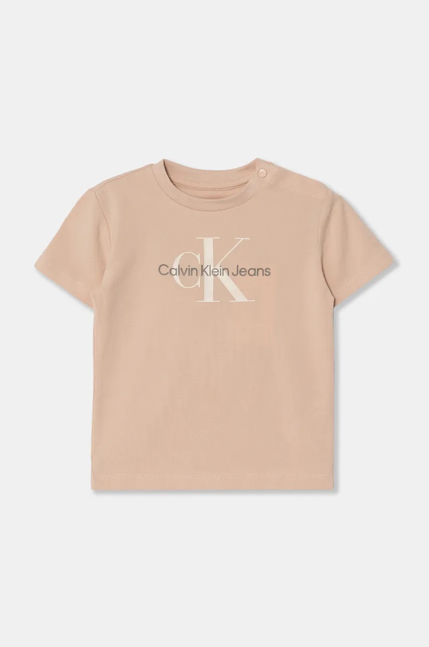 

Детска тениска Calvin Klein Jeans в бежово с принт IN0IN00001, Бежов