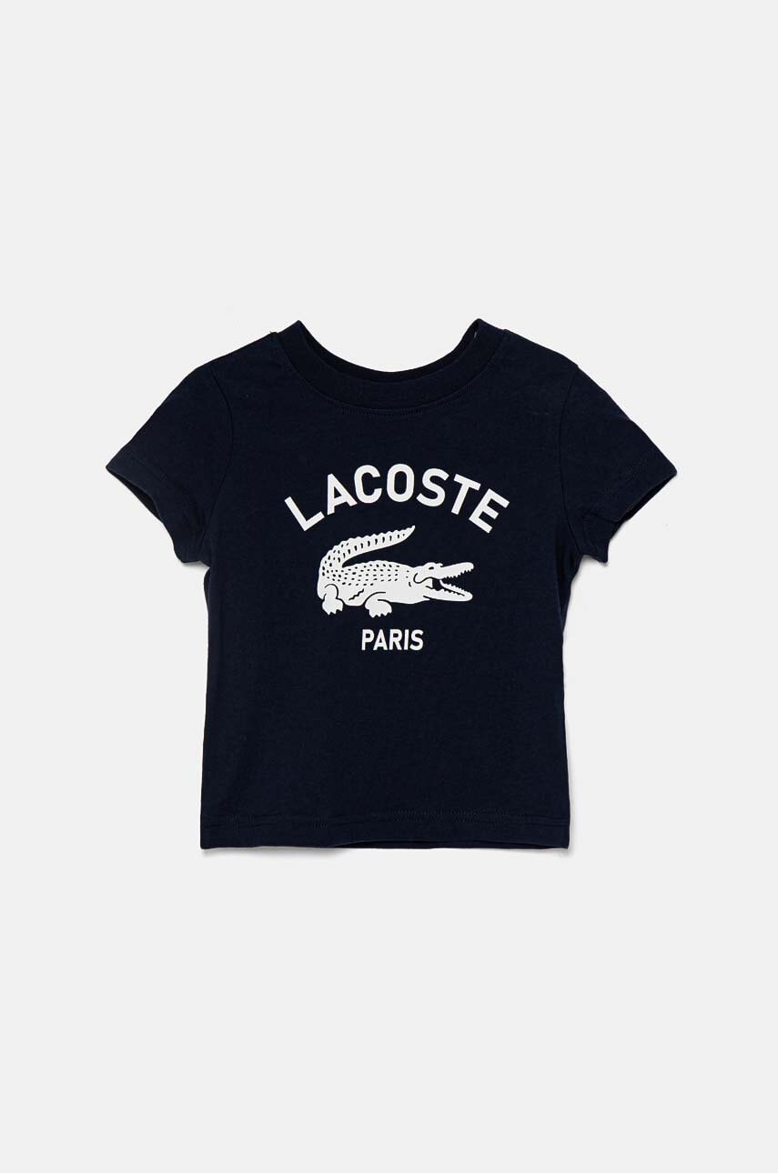 Lacoste tricou de bumbac pentru copii culoarea albastru marin, cu imprimeu, TJ3003 Lacoste tricou de bumbac pentru copii culoarea albastru marin, cu imprimeu, TJ3003