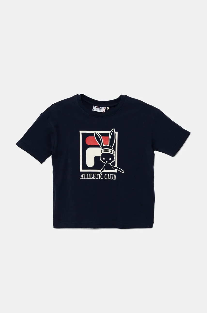 Fila tricou de bumbac pentru copii LIEG culoarea albastru marin, cu imprimeu, FAK0365 Fila tricou de bumbac pentru copii LIEG culoarea albastru marin, cu imprimeu, FAK0365