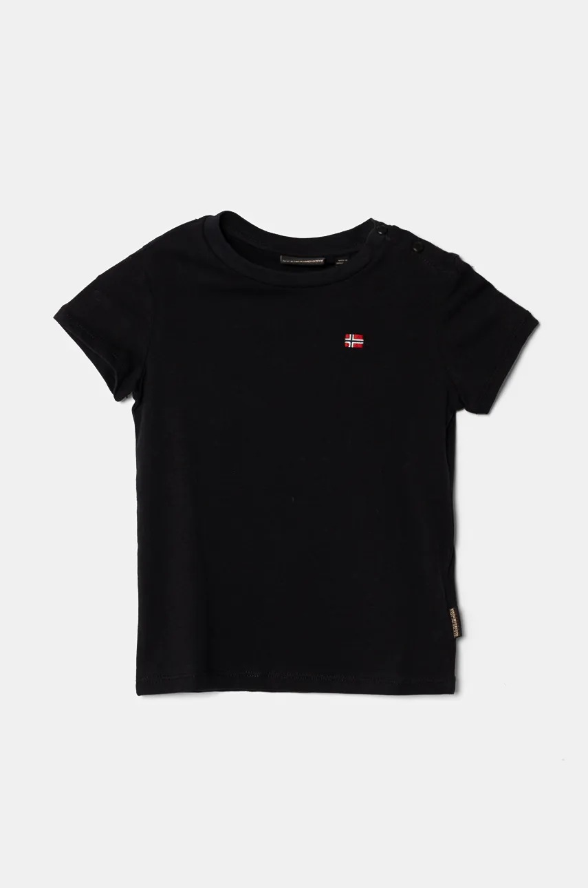 Napapijri tricou de bumbac pentru copii SALIS SS 2 culoarea negru, neted, NP0A4GEH0411