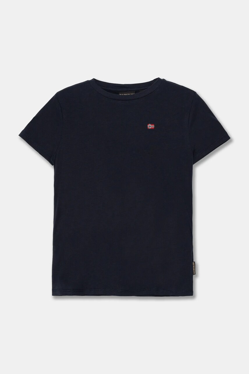 Napapijri tricou de bumbac pentru copii SALIS SS 2 culoarea albastru marin, neted, NP0A4GEH1761