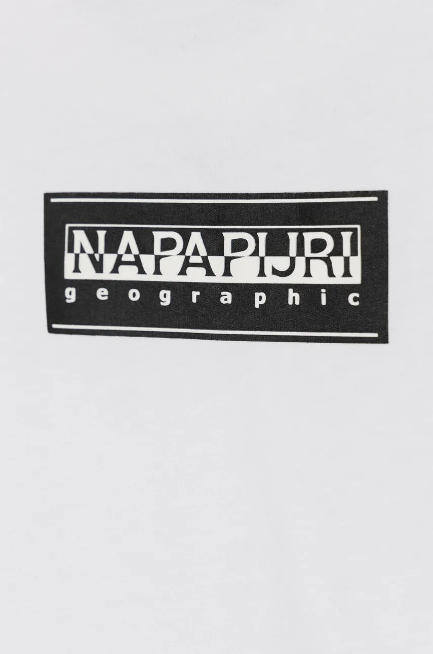 Детская хлопковая футболка Napapijri S-CHAMOIS SS цвет белый с принтом NP0A4HYL0021 Детская хлопковая футболка Napapijri S-CHAMOIS SS цвет белый с принтом NP0A4HYL0021