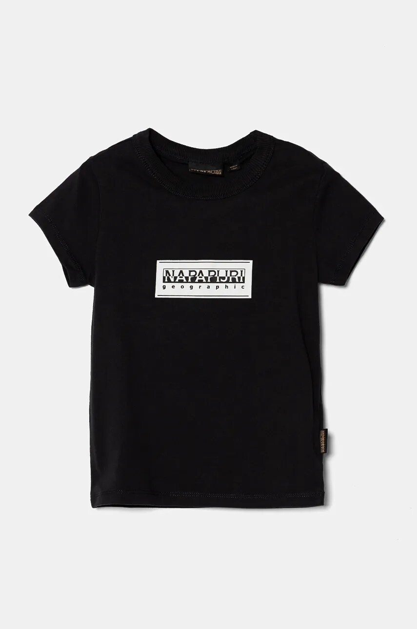 Napapijri tricou de bumbac pentru copii S-CHAMOIS SS culoarea negru, cu imprimeu, NP0A4HYL0411