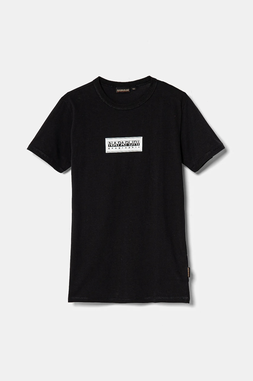 Napapijri tricou de bumbac pentru copii S-CHAMOIS SS culoarea negru, cu imprimeu, NP0A4HYL0411