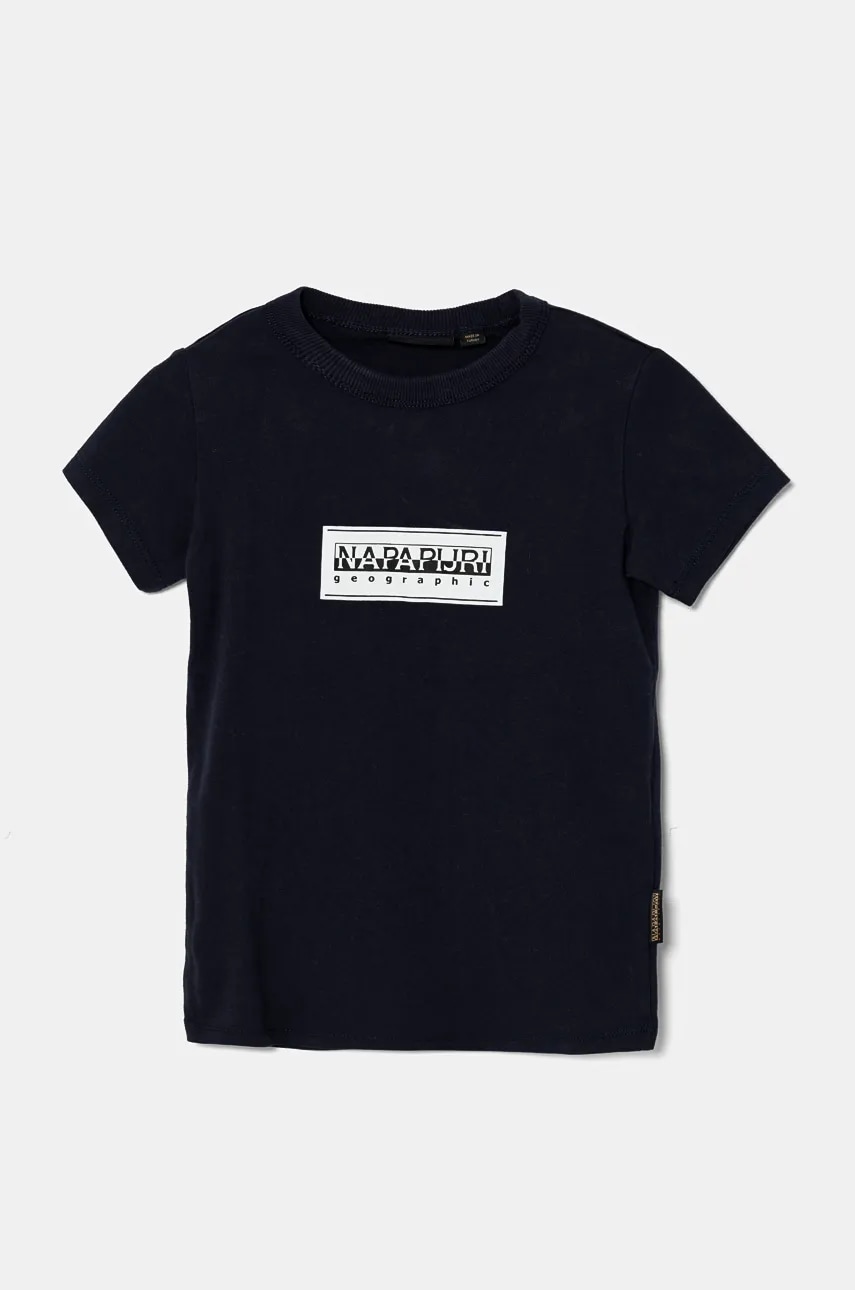 Napapijri tricou de bumbac pentru copii S-CHAMOIS SS culoarea albastru marin, cu imprimeu, NP0A4HYL1761