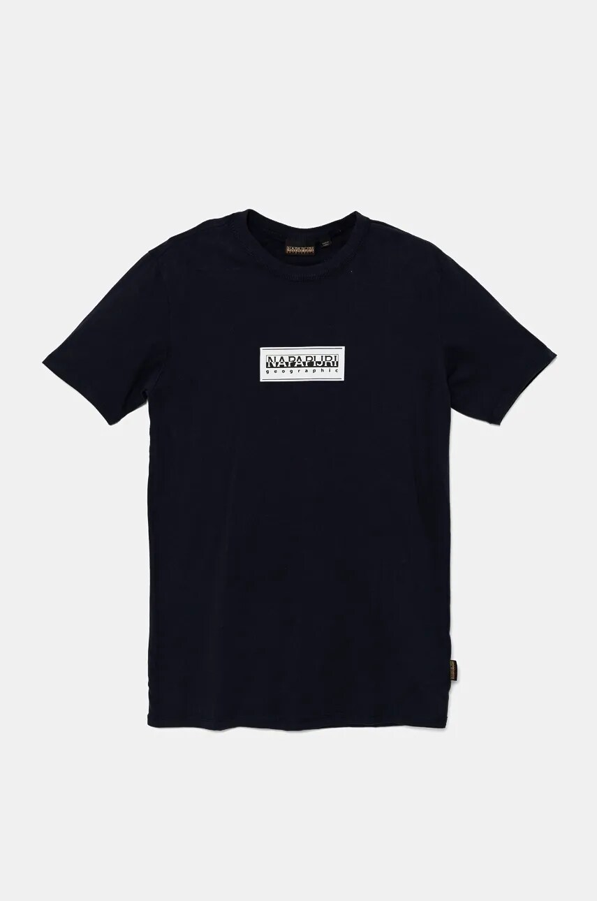 Napapijri tricou de bumbac pentru copii S-CHAMOIS SS culoarea albastru marin, cu imprimeu, NP0A4HYL1761