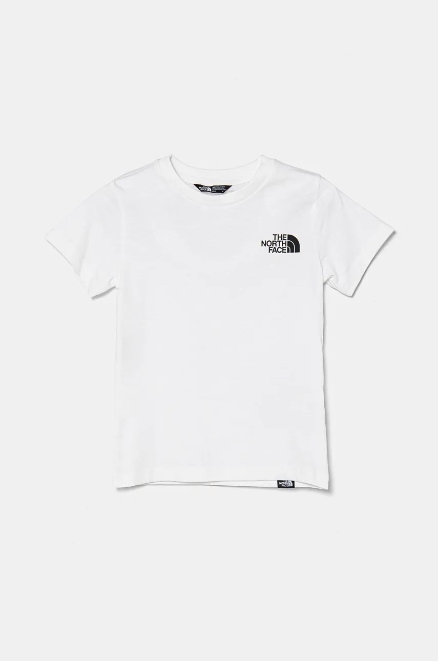 The North Face tricou copii TEEN S/S SIMPLE DOME TEE culoarea alb, cu imprimeu, NF0A8DRPFN41