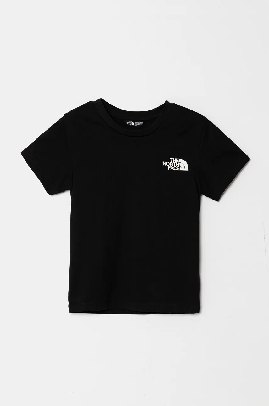 The North Face tricou copii TEEN S/S SIMPLE DOME TEE culoarea negru, cu imprimeu, NF0A8DRPJK31