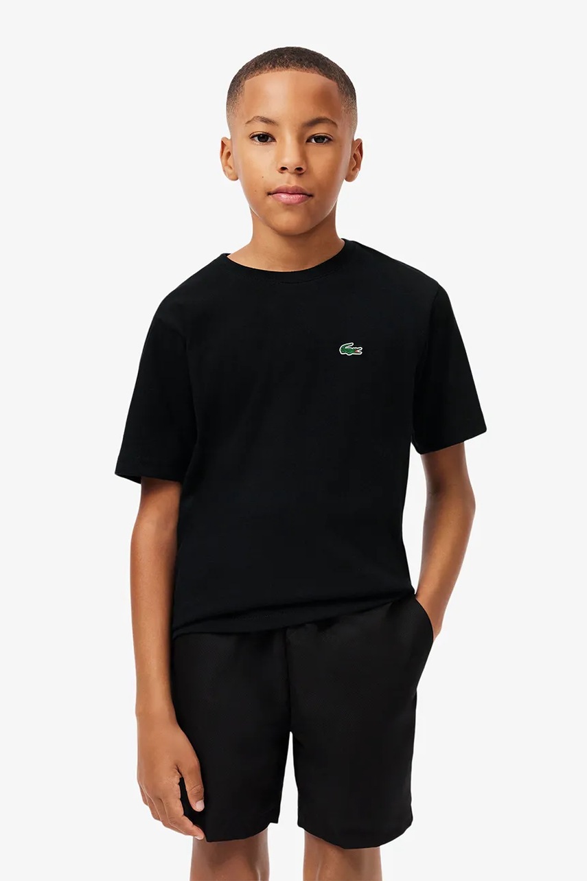 Lacoste tricou copii culoarea negru, neted, TJ8811