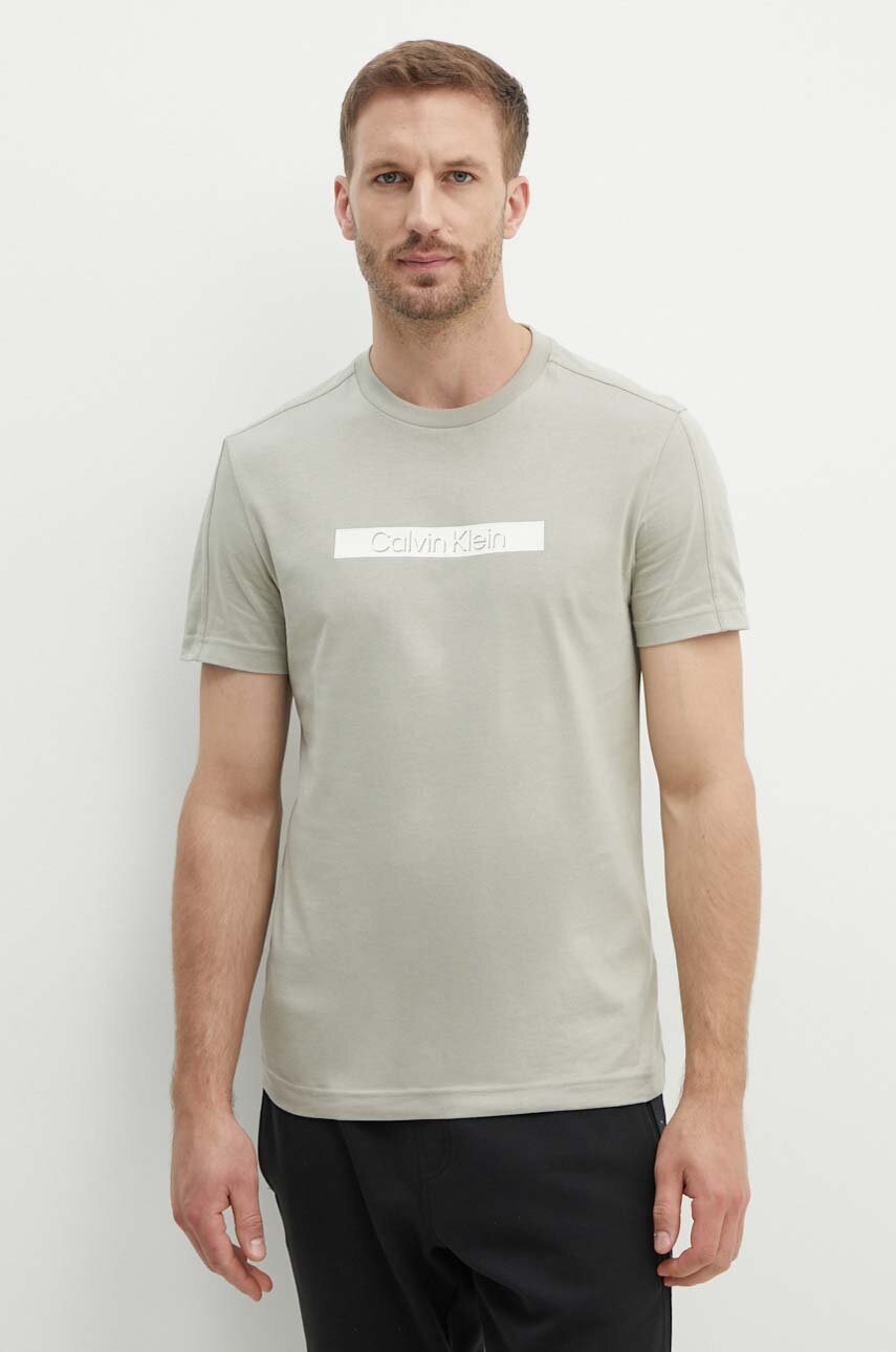 

Памучна тениска Calvin Klein в бежово с принт K10K113110, Бежов