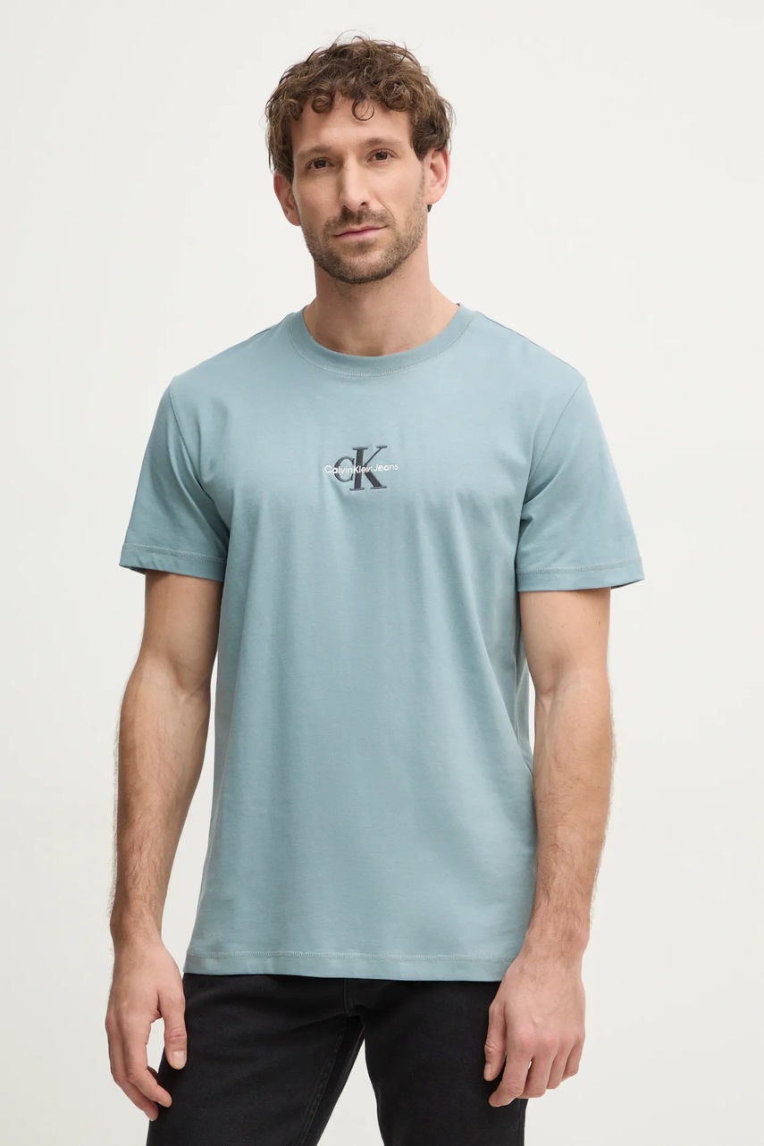 Бавовняна футболка Calvin Klein Jeans чоловічий колір чорний з аплікацією J30J325649 