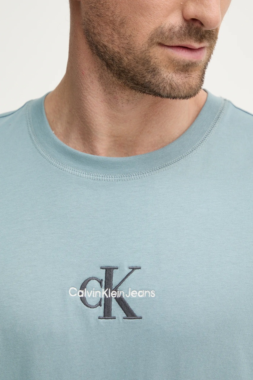 Бавовняна футболка Calvin Klein Jeans чоловічий колір чорний з аплікацією J30J325649 