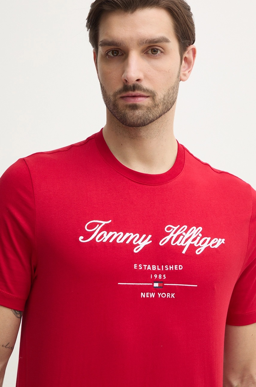 Бавовняна футболка Tommy Hilfiger чоловіча колір синій з аплікацією MW0MW33691 