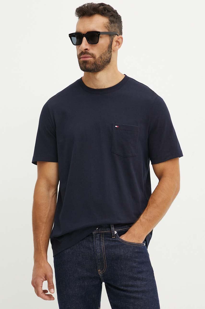 

Памучна тениска Tommy Hilfiger в тъмносиньо с изчистен дизайн MW0MW36220, Тъмносин