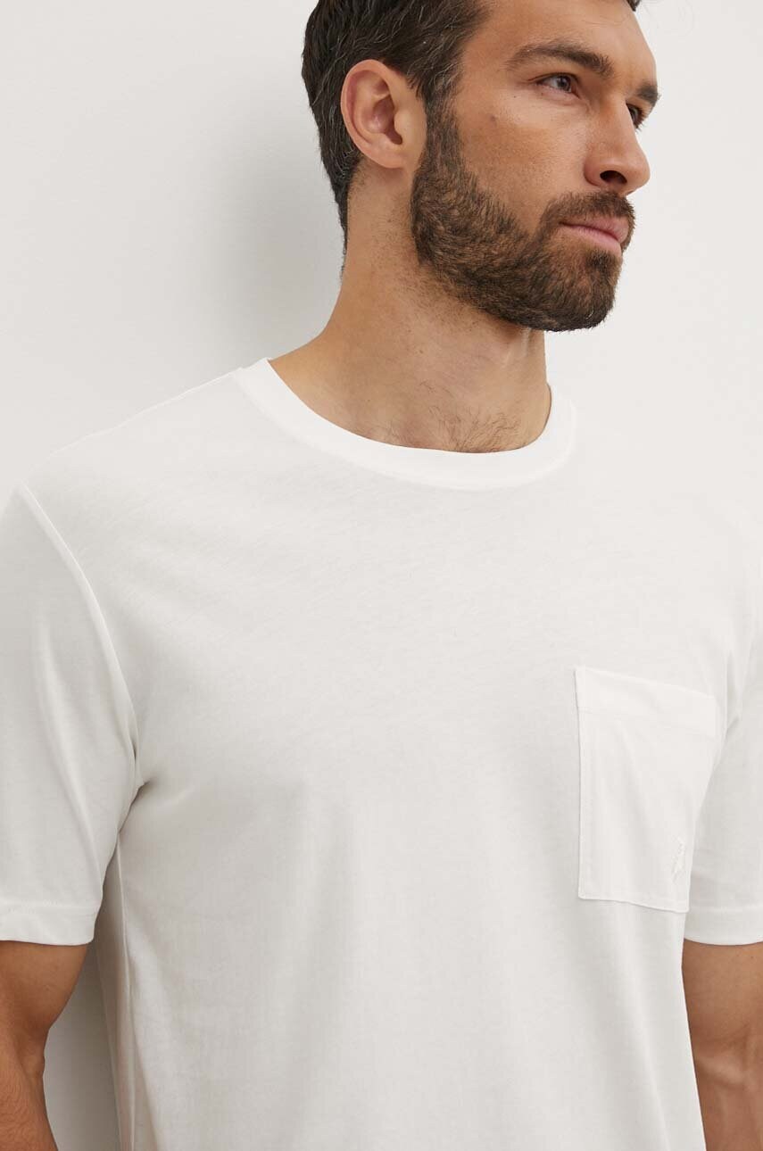 Vilebrequin tricou din bumbac TITAN barbati, culoarea alb, neted, TTNU0P00