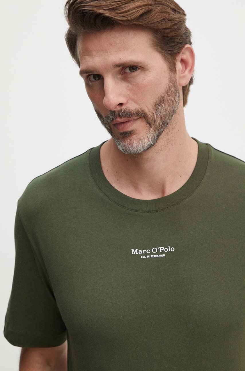 Marc O'Polo tricou din bumbac barbati, culoarea verde, cu imprimeu, 426201251382