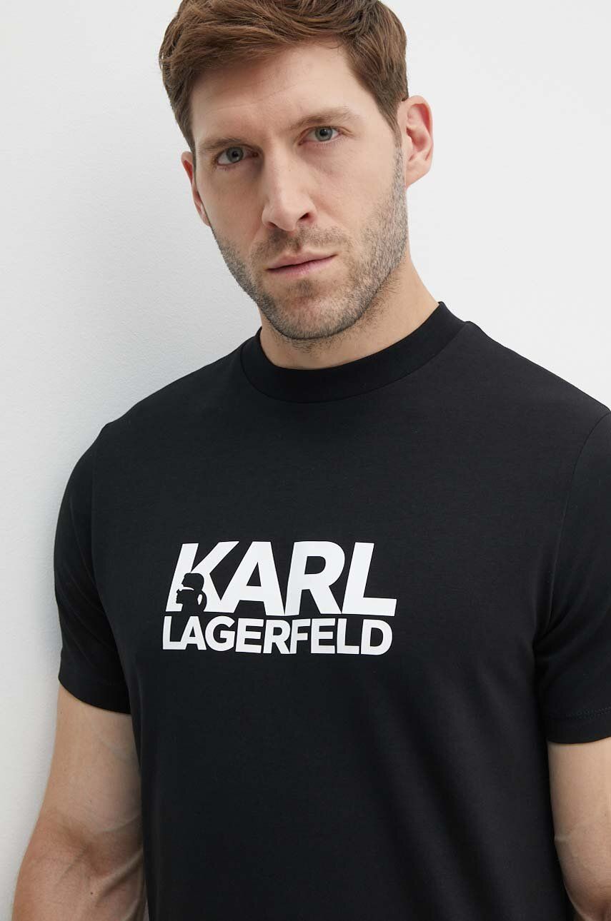 Karl Lagerfeld tricou barbati, culoarea negru, cu imprimeu, 543235.755087