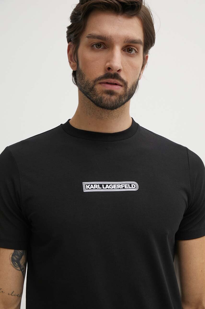 Karl Lagerfeld tricou barbati, culoarea negru, cu imprimeu, 543221.755085