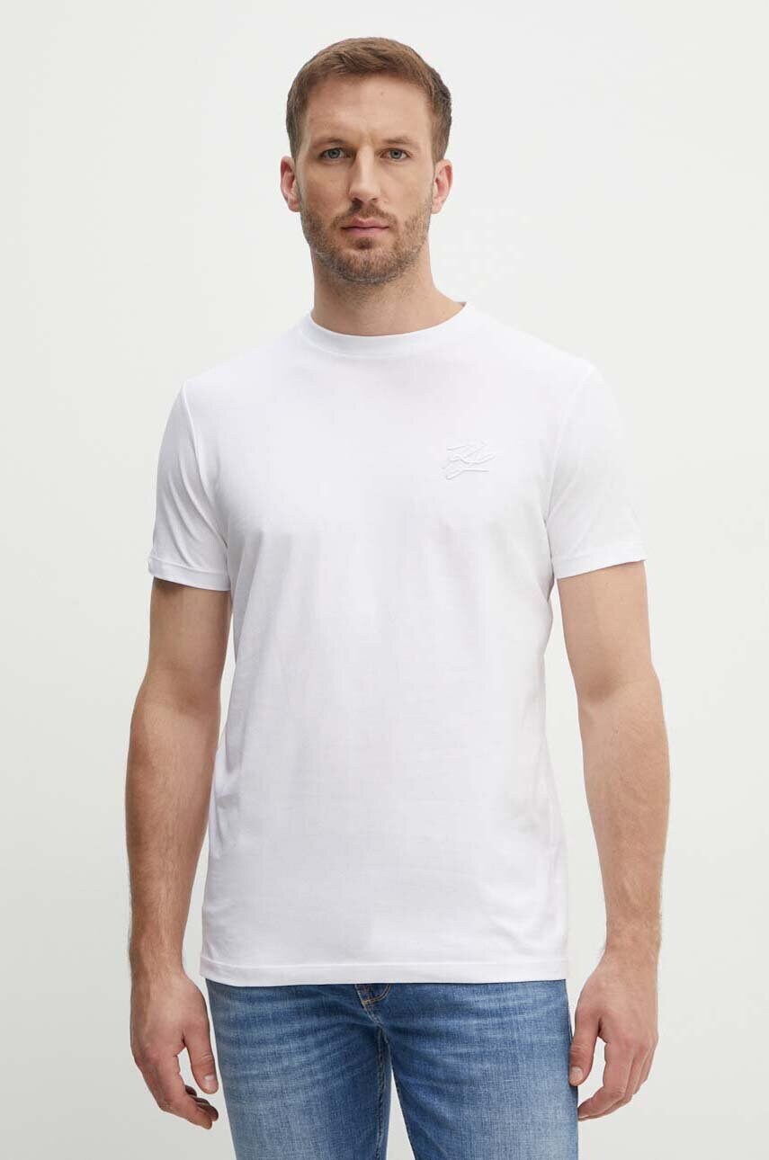 Karl Lagerfeld tricou barbati, culoarea alb, neted, 543221.755403