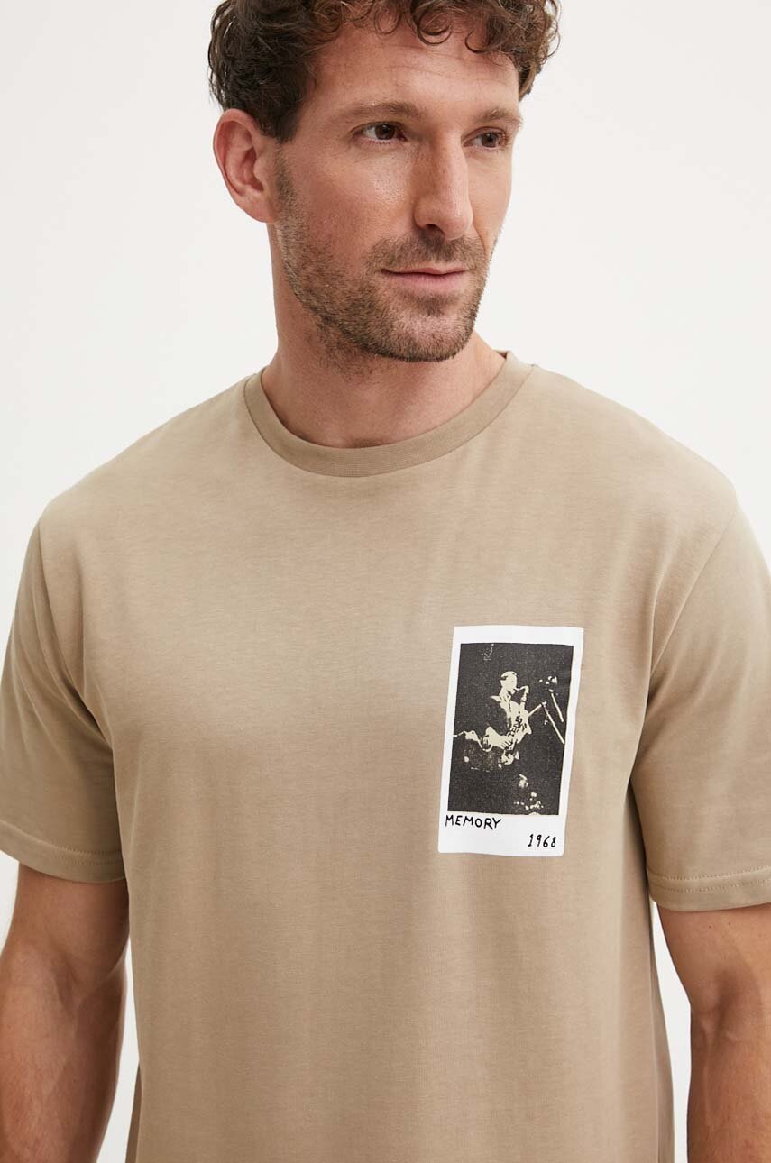 Βαμβακερό μπλουζάκι Les Deux ανδρικό, χρώμα: μπεζ, LDM101194 φωτογραφία