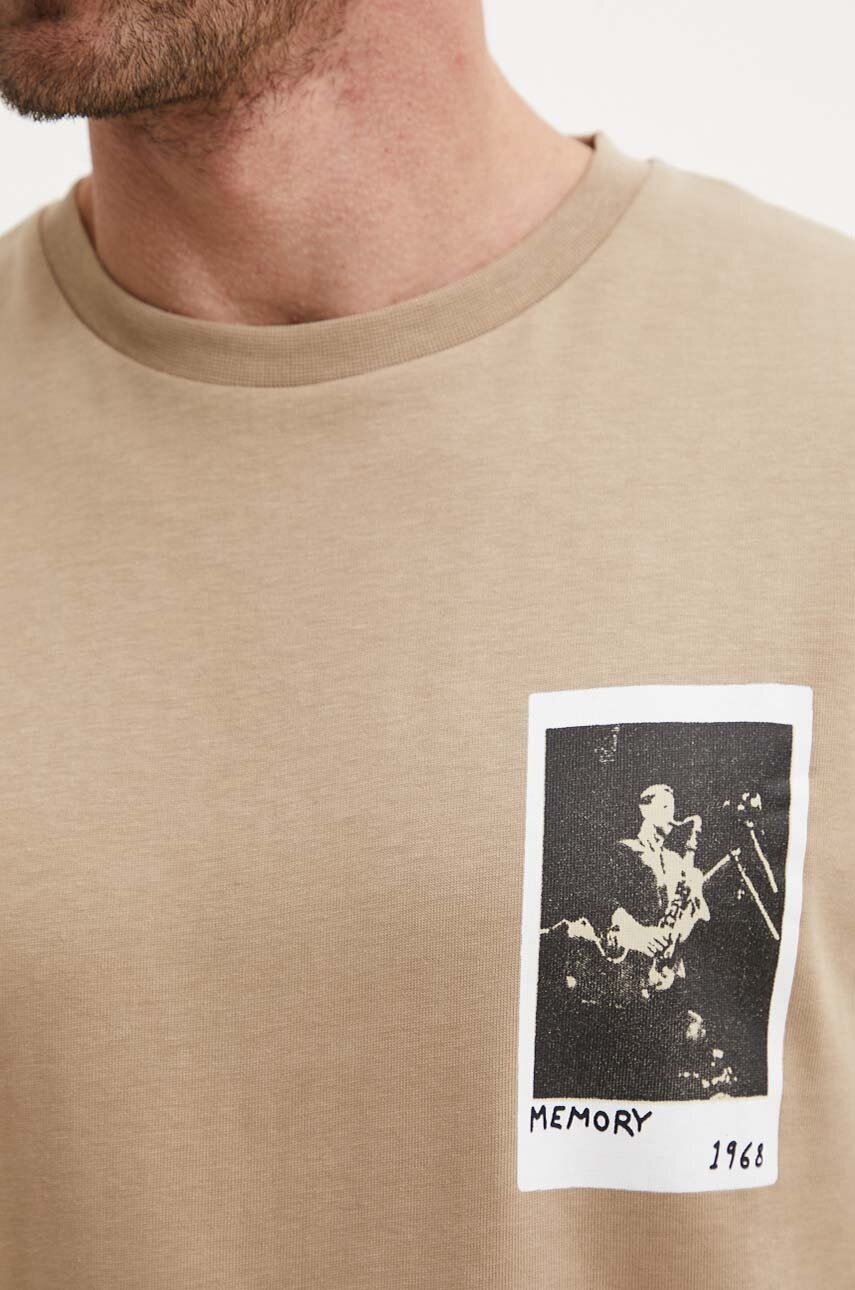 Βαμβακερό μπλουζάκι Les Deux ανδρικό, χρώμα: μπεζ, LDM101194 φωτογραφία