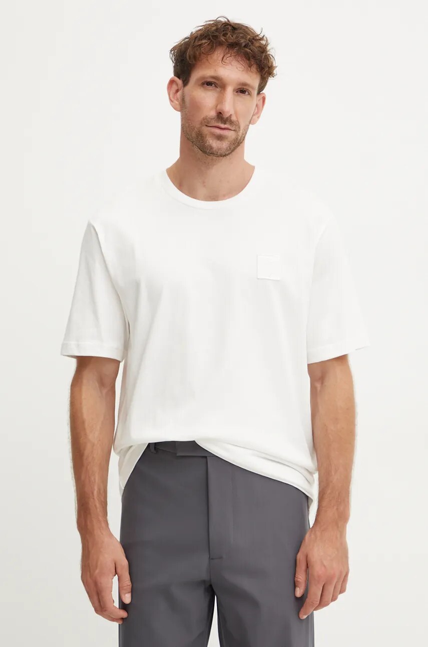 Iceberg tricou din bumbac barbati, culoarea bej, neted, F02E 6327