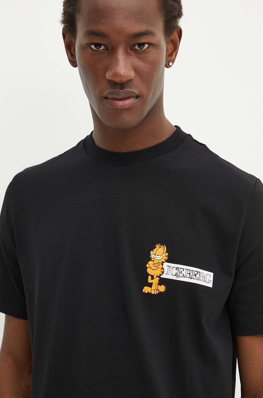 Iceberg tricou barbati, culoarea negru, cu imprimeu, F015 6318