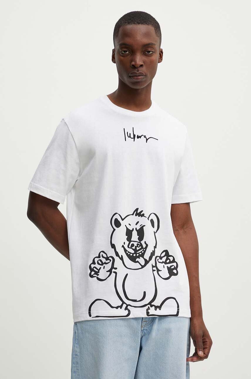 Iceberg tricou din bumbac barbati, culoarea alb, cu imprimeu, F027 6306