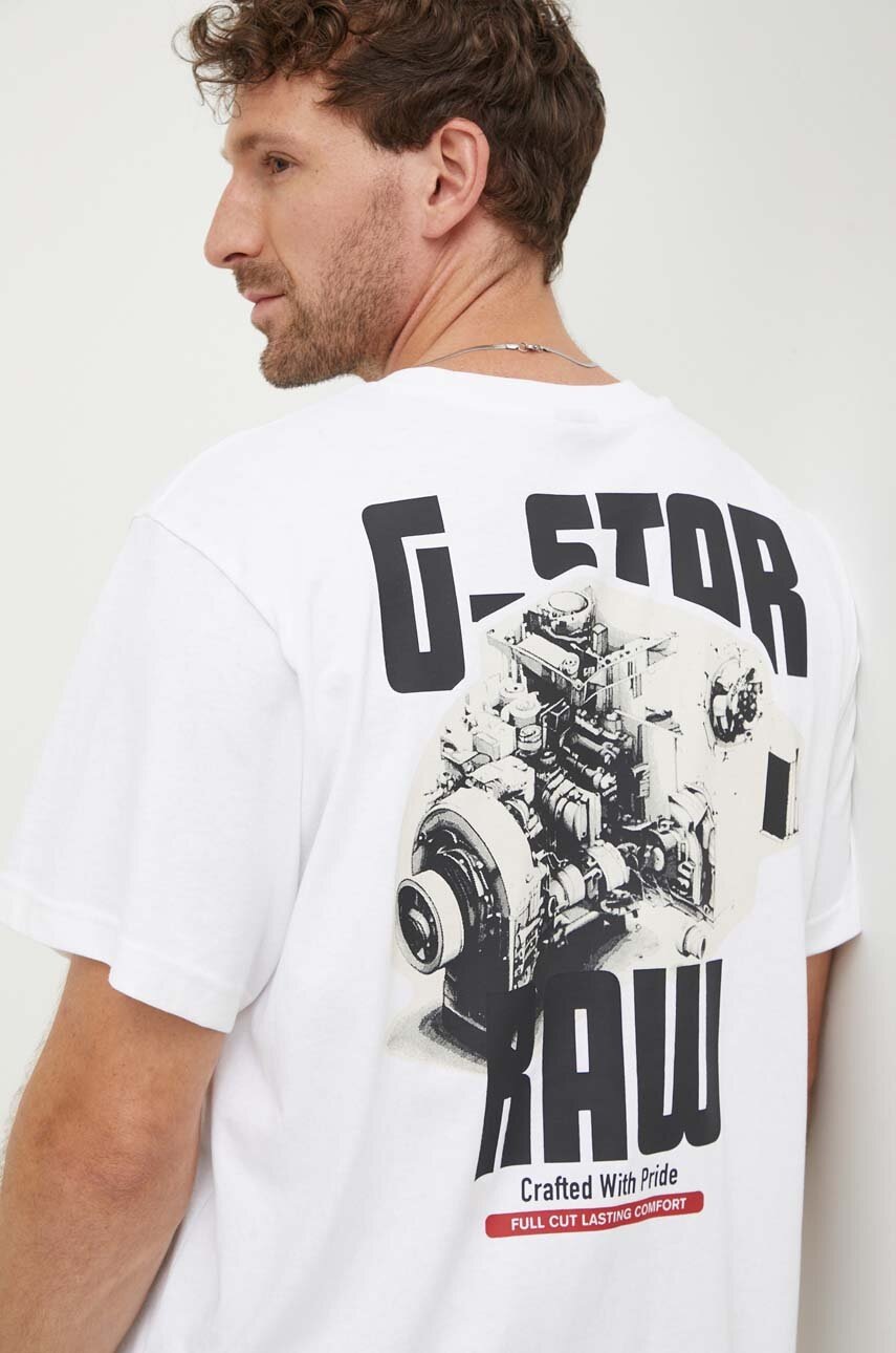 

Памучна тениска G-Star Raw в бяло с принт D24690-C336, Бял