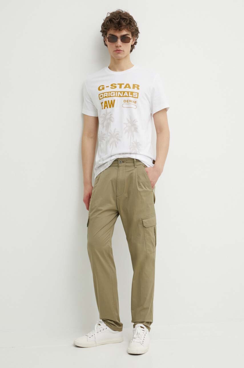 Βαμβακερό μπλουζάκι G-Star ανδρικό, χρώμα: άσπρο, D24681-336 φωτογραφία