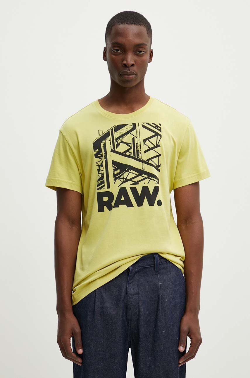 G-Star Raw tricou din bumbac barbati, culoarea verde, cu imprimeu, D24685-C506