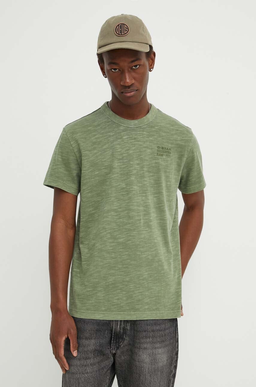 G-Star tricou din bumbac bărbați, culoarea verde, uni, D24688-B256