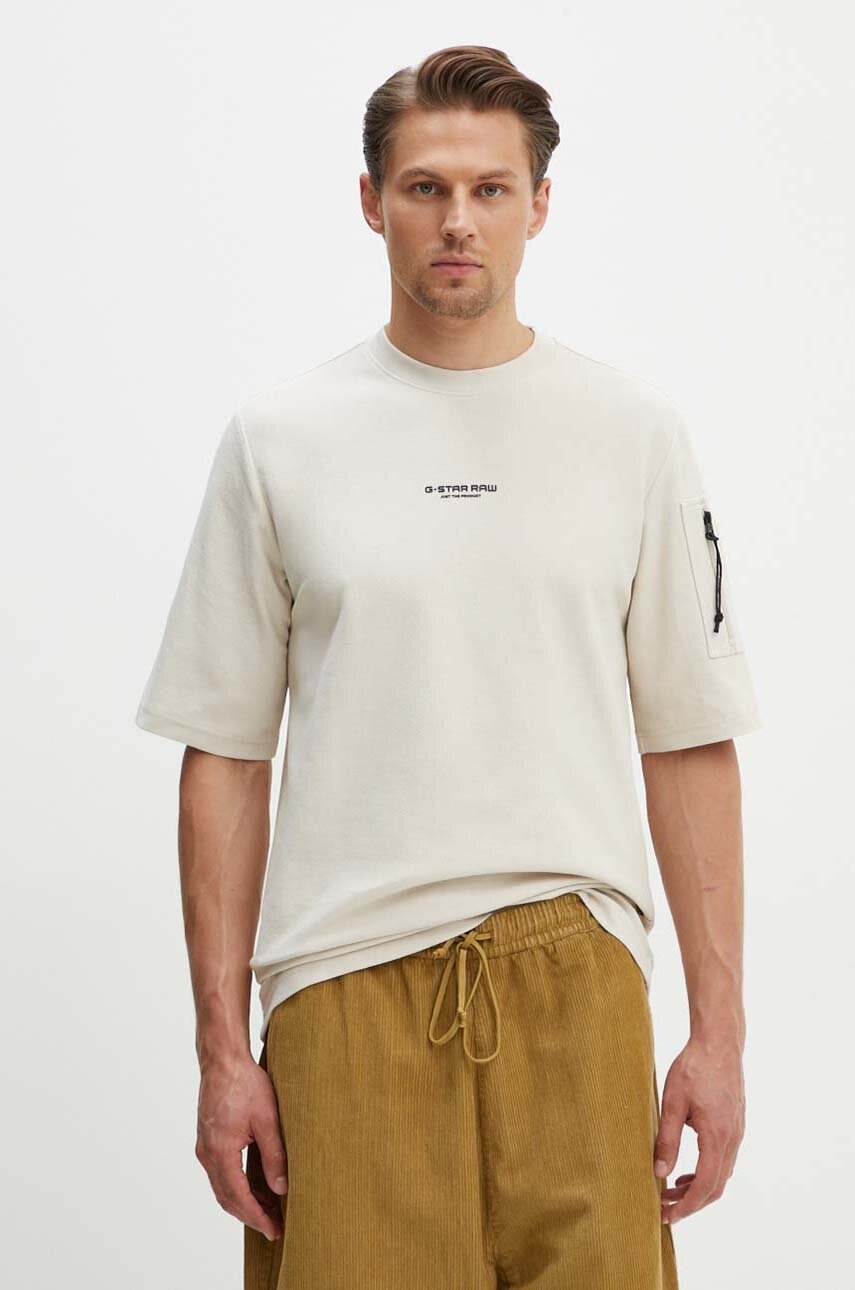 

Памучна тениска G-Star Raw в бежово с апликация D24705-D617, Бежов