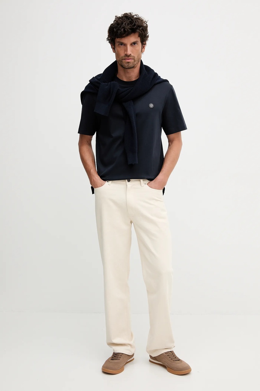 Хлопковая футболка BOSS цвет чёрный однотонная 50520298