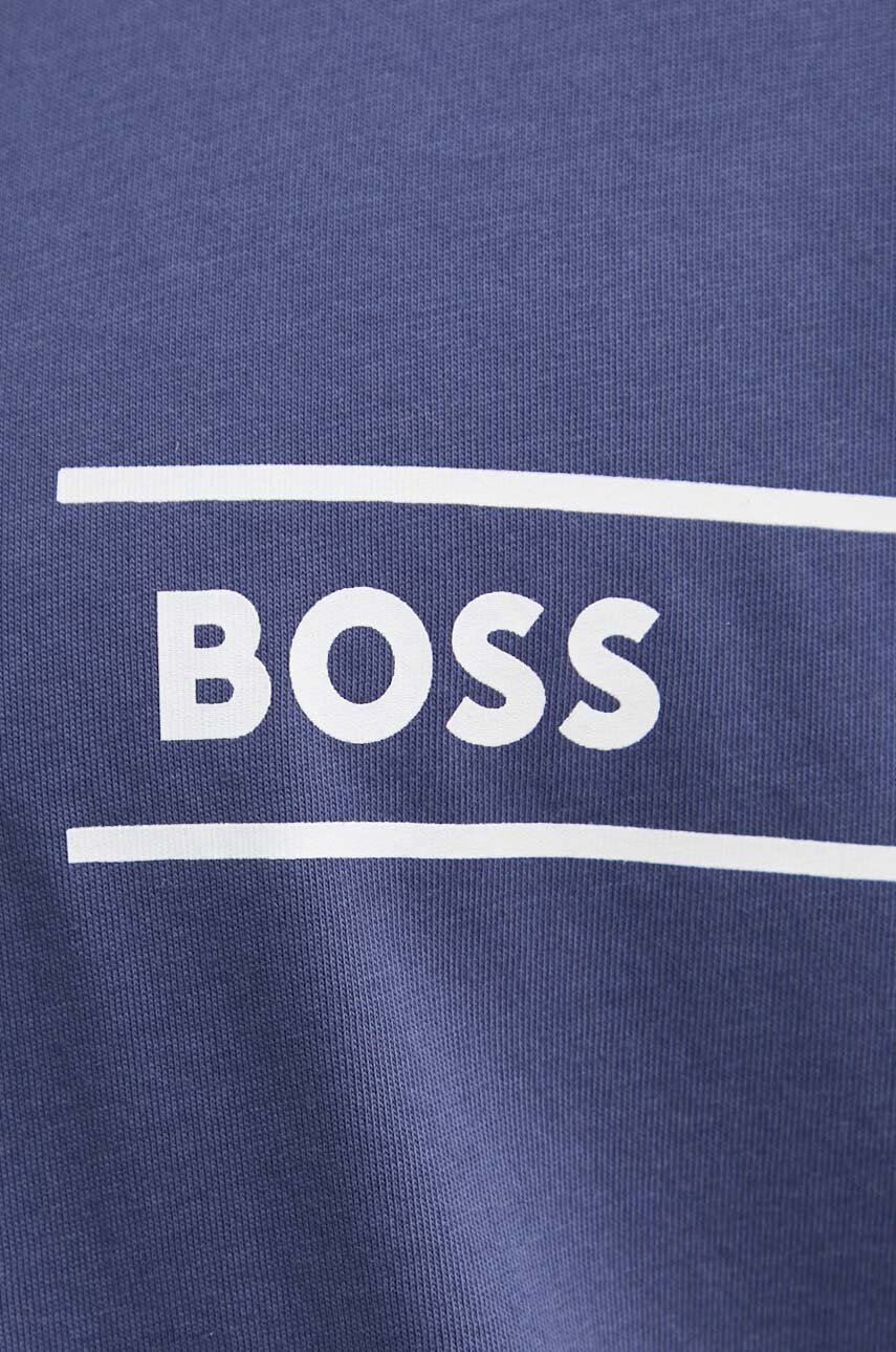 Бавовняна футболка BOSS чоловіча колір синій з принтом 50517715 