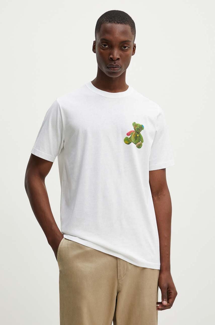 PS Paul Smith tricou din bumbac barbati, culoarea alb, cu imprimeu, M2R.011R.NP4694 PS Paul Smith tricou din bumbac barbati, culoarea alb, cu imprimeu, M2R.011R.NP4694