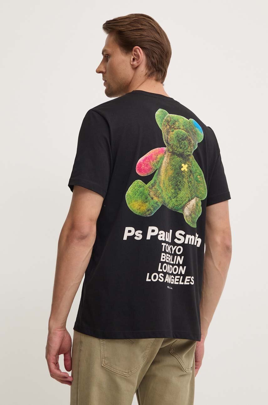 

Памучна тениска PS Paul Smith в черно с принт M2R.011R.NP4694, Черен