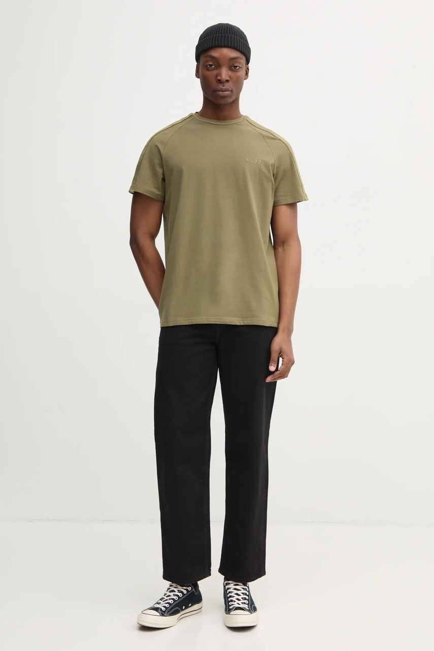 Футболка лаунж HUGO цвет зелёный однотонная 50520480