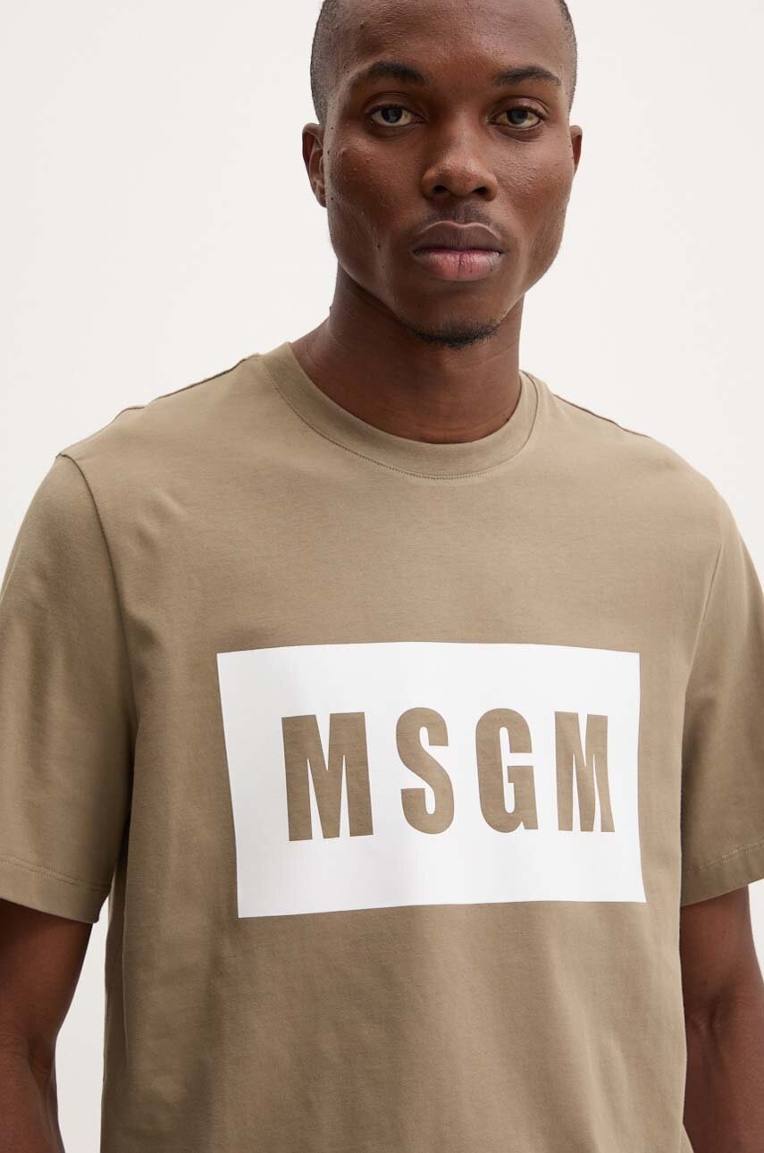 Βαμβακερό μπλουζάκι MSGM ανδρικό, χρώμα: πράσινο, 3740MM520.247798 φωτογραφία