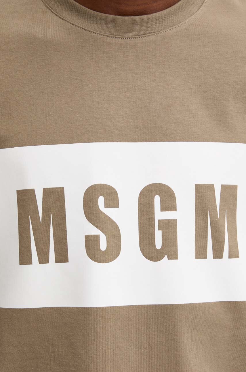 Βαμβακερό μπλουζάκι MSGM ανδρικό, χρώμα: πράσινο, 3740MM520.247798 φωτογραφία