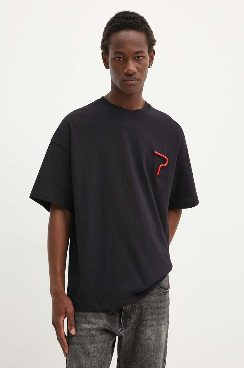 MSGM tricou din bumbac barbati, culoarea negru, neted, 3740MM134.247513 MSGM tricou din bumbac barbati, culoarea negru, neted, 3740MM134.247513