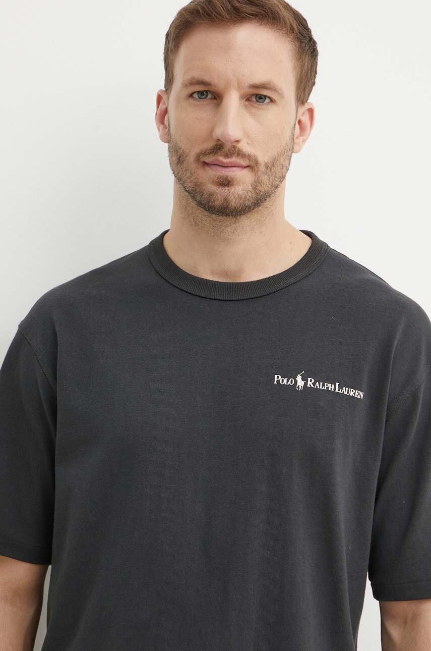 

Памучна тениска Polo Ralph Lauren в сиво с принт 710950133001, Сив