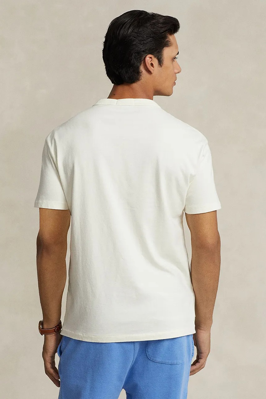 Хлопковая футболка Polo Ralph Lauren цвет бежевый однотонная 710916698