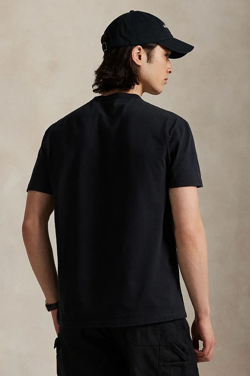 Хлопковая футболка Polo Ralph Lauren цвет чёрный однотонная 710916698