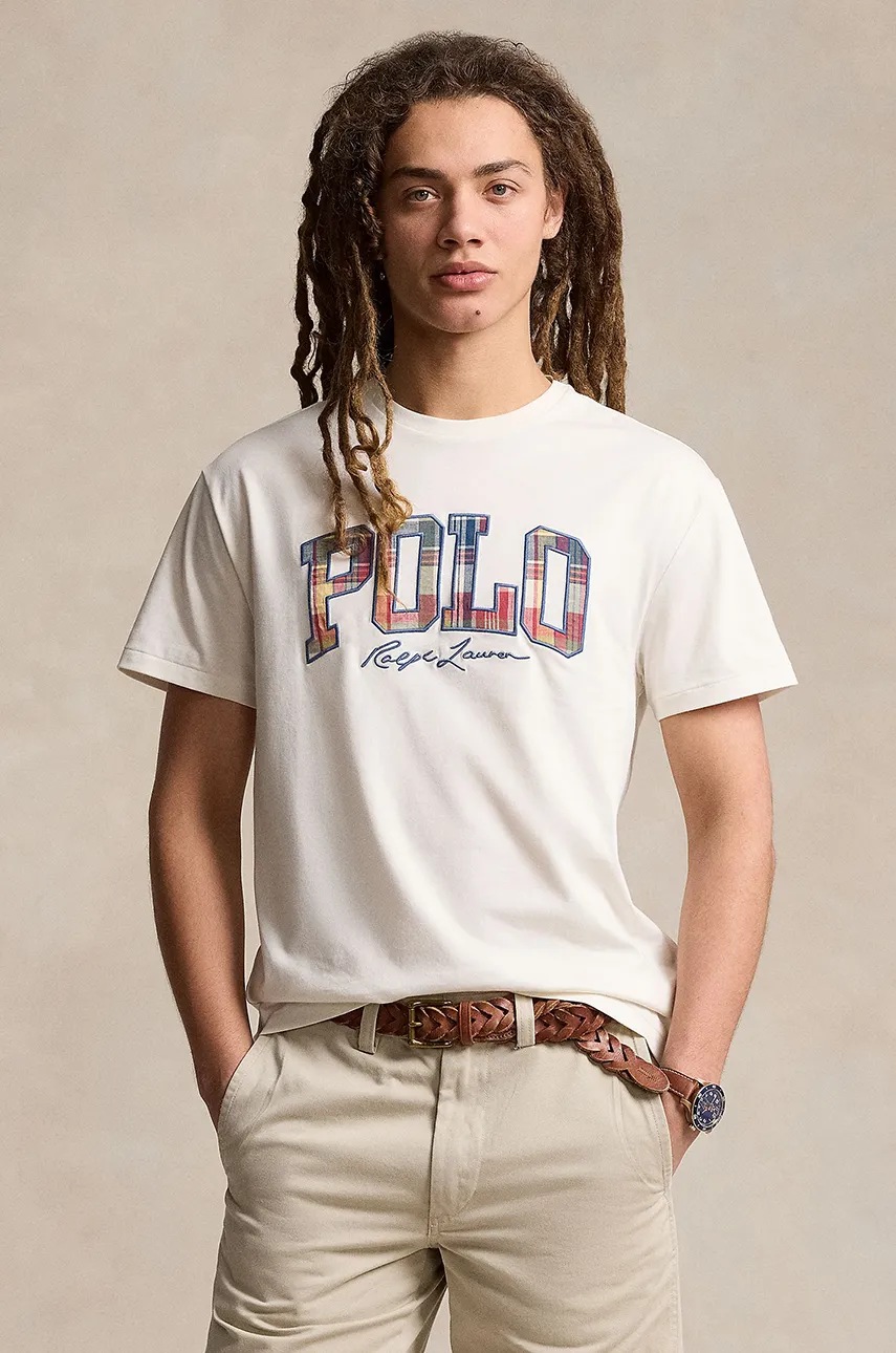 

Памучна тениска Polo Ralph Lauren в бяло с апликация 710941855, Бял