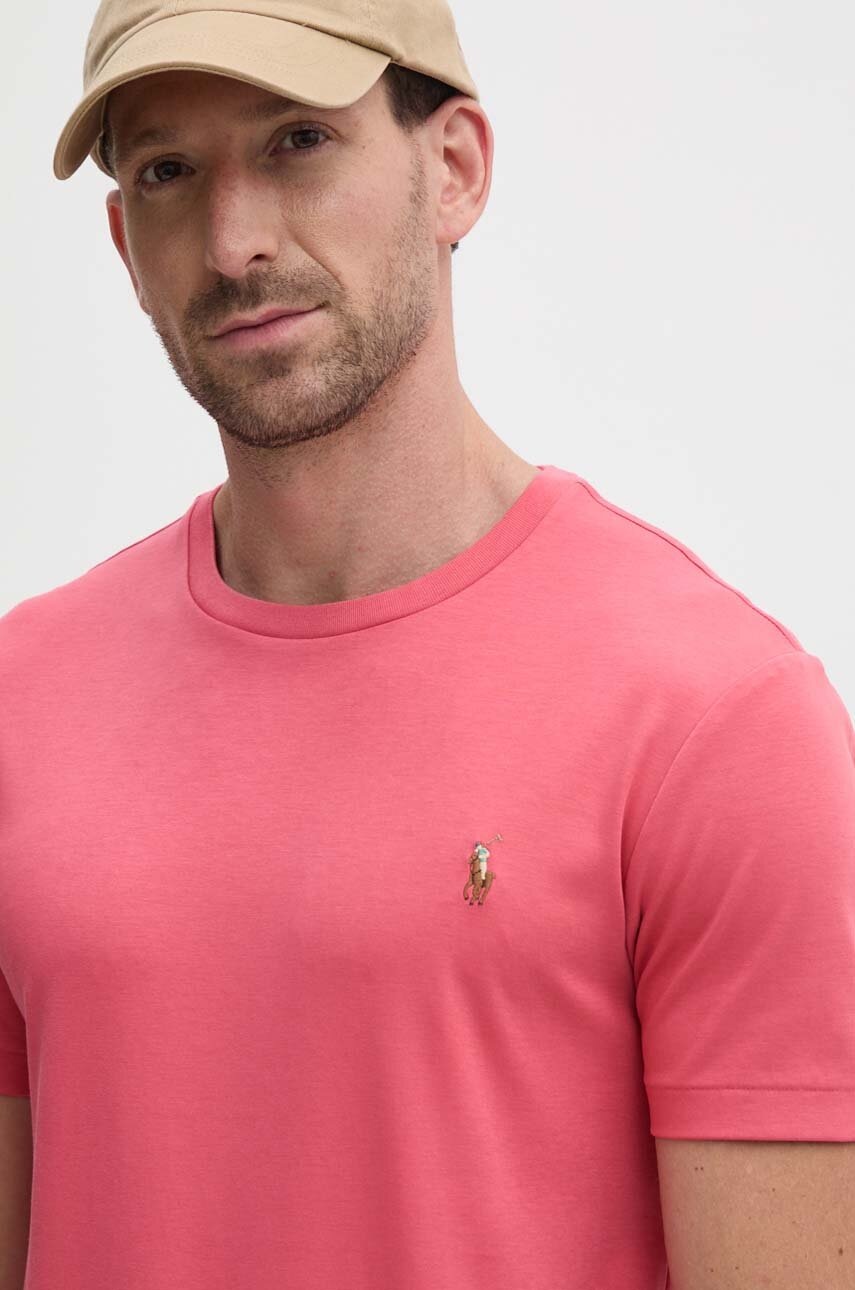 

Памучна тениска Polo Ralph Lauren в червено с изчистен дизайн 710740727, Червен