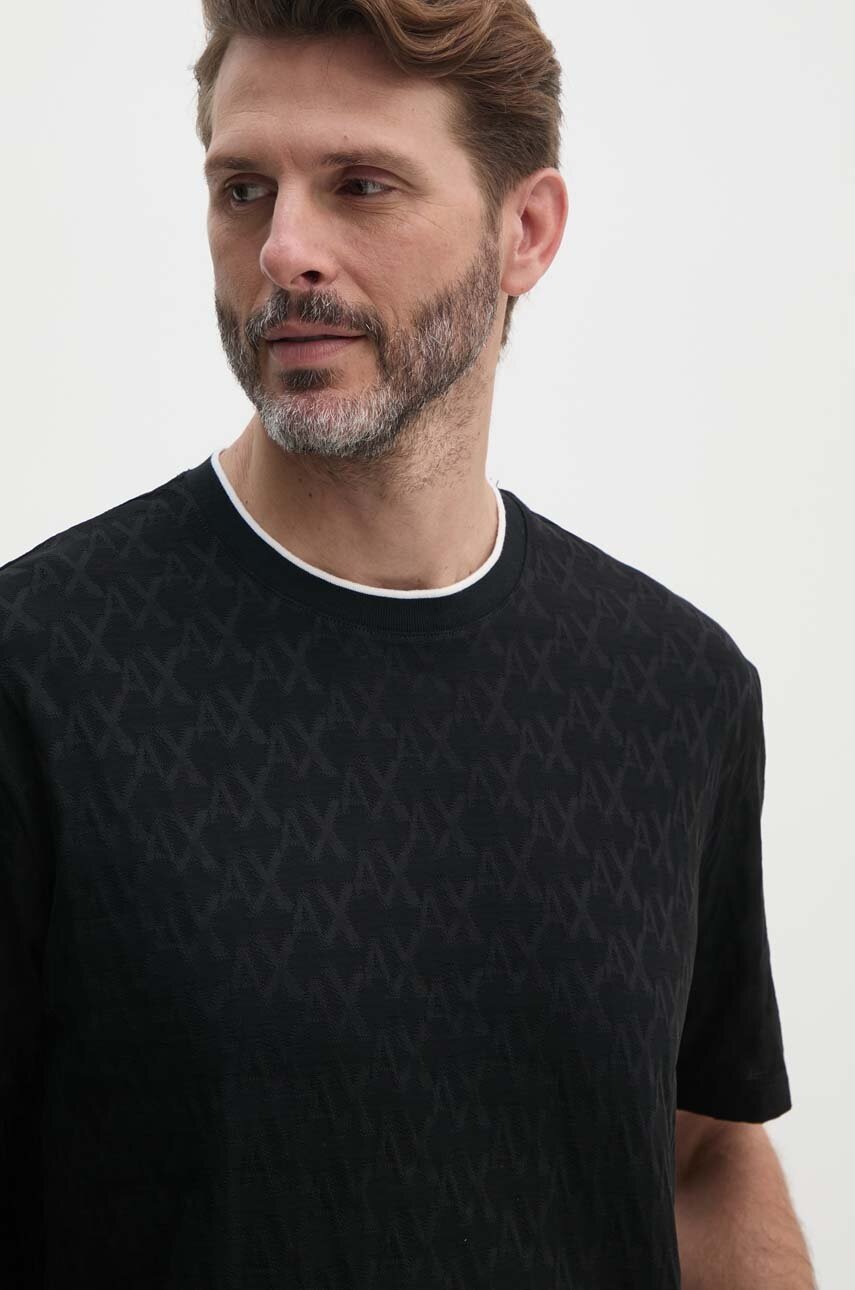 

Памучна тениска Armani Exchange в черно с десен 6DZTLB ZJ2ZZ, Черен