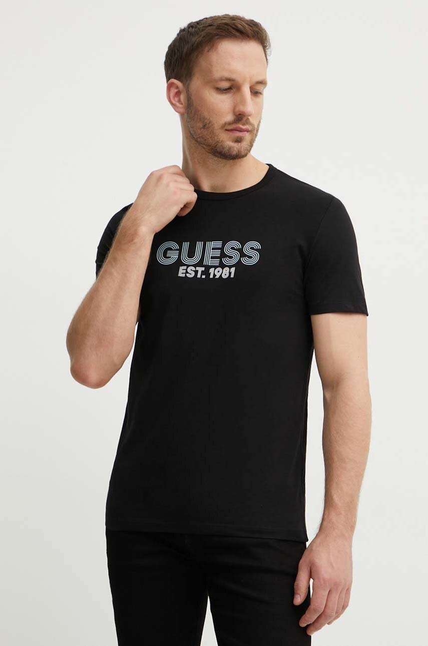 

Тениска Guess в черно с принт M4YI30 J1314, Черен