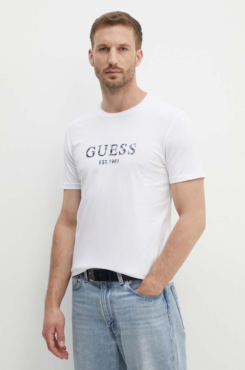 

Тениска Guess в бяло с принт M4YI38 J1314, Бял